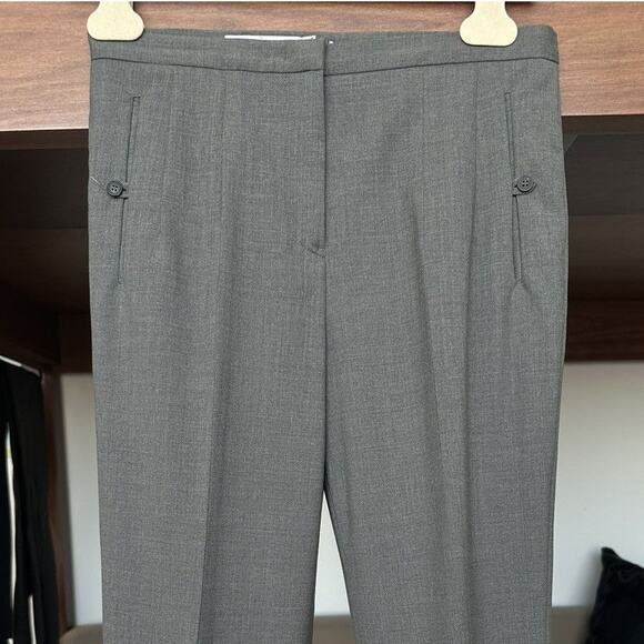 Jil Sander Wool Trousers size US 4 Gray Boot cut Pleat Front Slit - Picture 2 of 9
